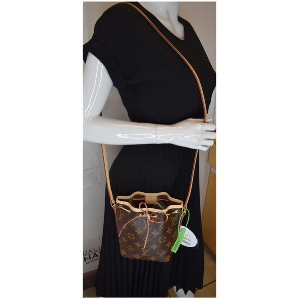 LOUIS VUITTON Nano Noe Monogram Canvas Crossbody Bag Brown
