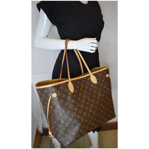 LOUIS VUITTON Neverfull GM Monogram Canvas Tote Shoulder Bag Brown