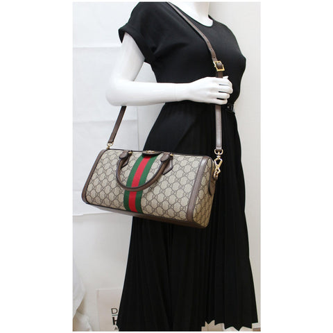 GUCCI Ophidia GG Canvas Medium Top Handle Shoulder Bag Beige 524532