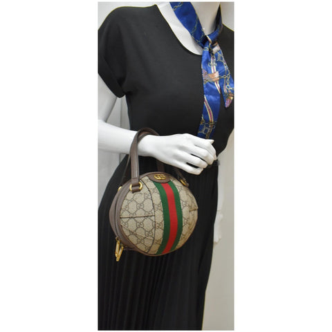 GUCCI Ophidia Mini GG Sphere Top-Handle Canvas Bowler Bag Beige 574794