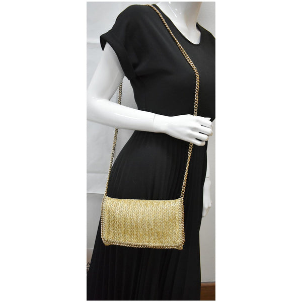 STELLA MCCARTNEY Falabella Small Raffia Shoulder Bag Beige