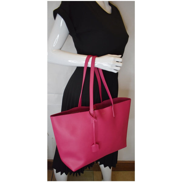 YVES SAINT LAURENT Large Leather Shopping Tote Bag Pink