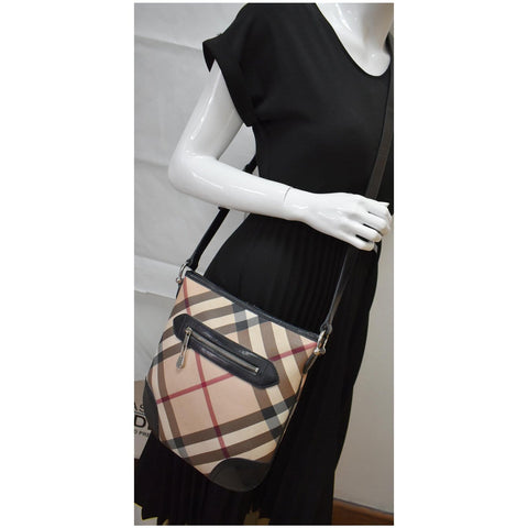 BURBERRY Dryden Small Supernova Check Patent Leather Crossbody Bag Black