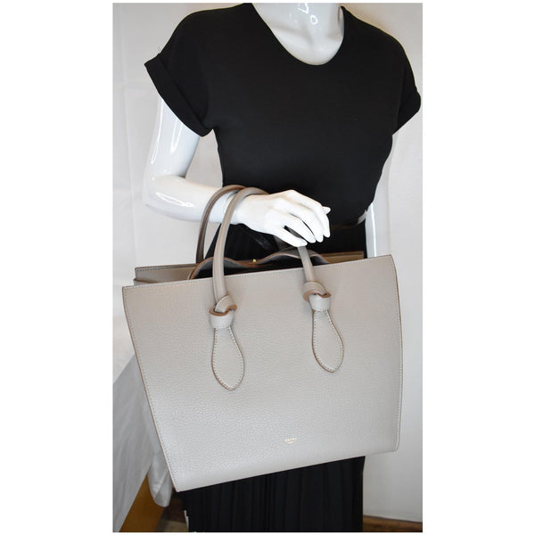 CELINE Tie Knot Mini Leather Tote Bag Grey