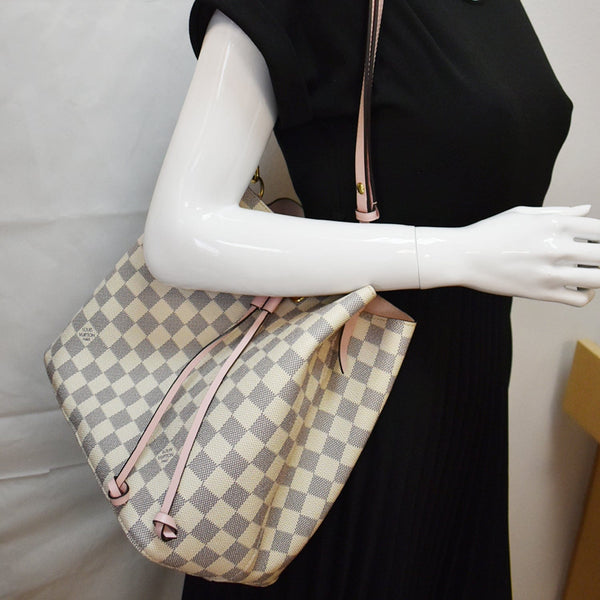LOUIS VUITTON Neonoe MM Damier Azur Shoulder Bag Rose