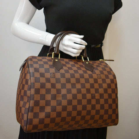 LOUIS VUITTON Speedy 30 Damier Ebene Satchel Bag Brown
