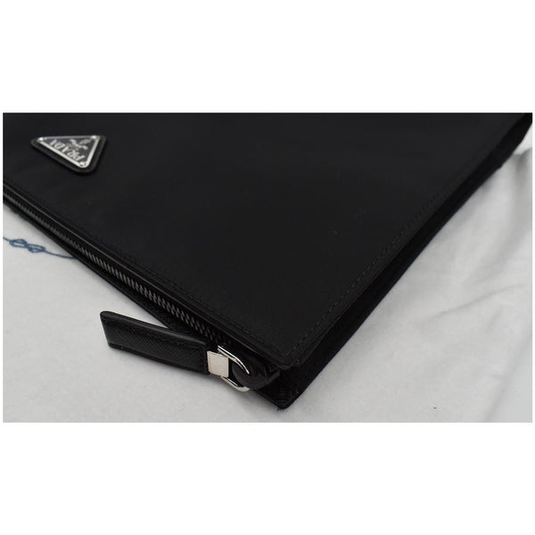 Prada Document Nylon Leather Pouch Black - Dallas Handbags