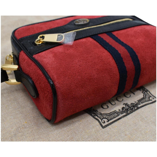 GUCCI Ophidia Mini Web Suede Leather Crossbody Bag Red 517350