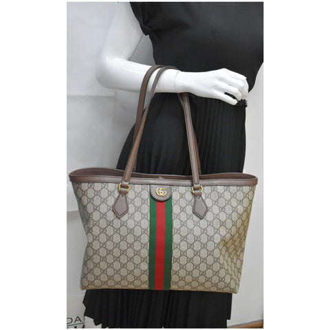 GUCCI Ophidia Medium GG Supreme Canvas Tote Bag Beige 631685