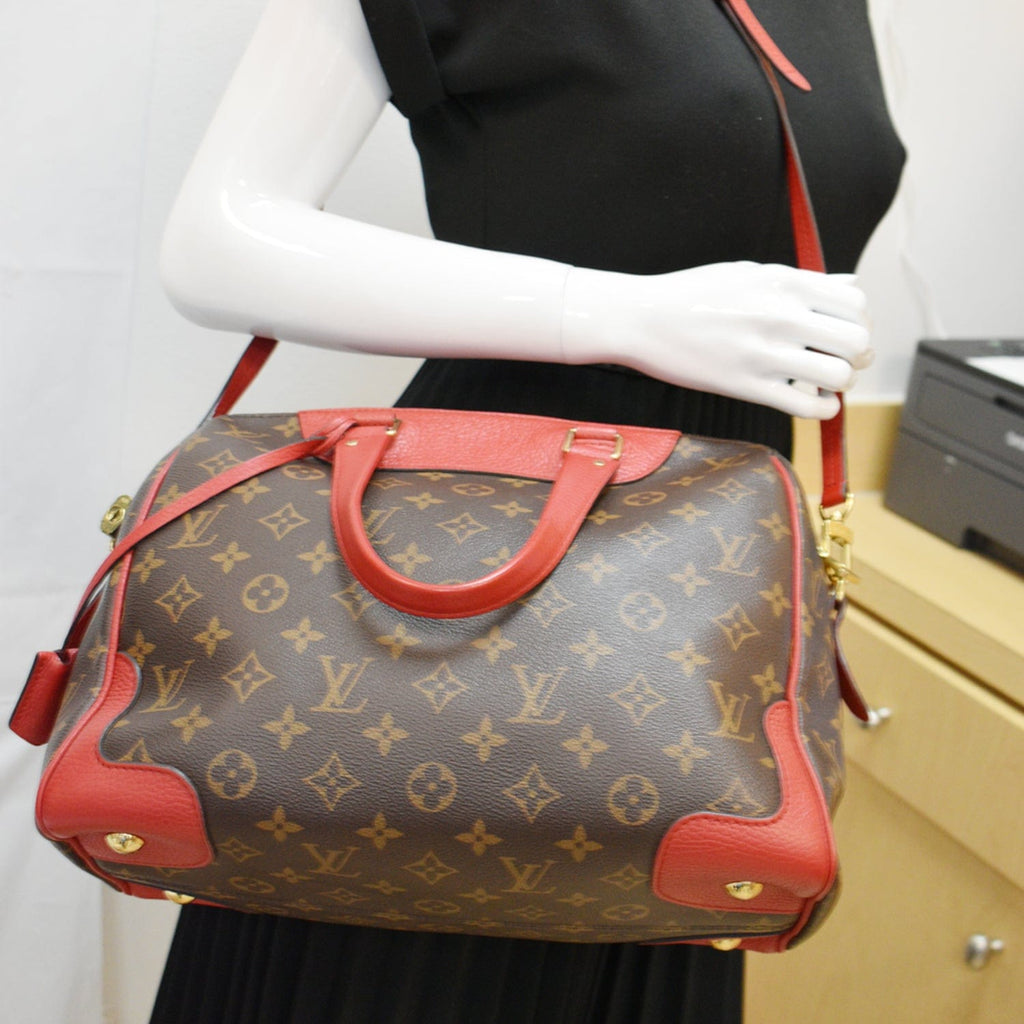 Louis Vuitton Retiro Red Leather Hand Bag Monogram for Sale in