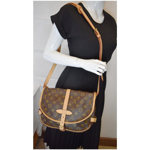 LOUIS VUITTON Saumur 30 Monogram Canvas Shoulder Bag Brown