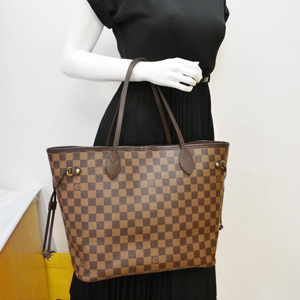 LOUIS VUITTON Neverfull MM Damier Ebene Tote Bag Brown - Hot Deals