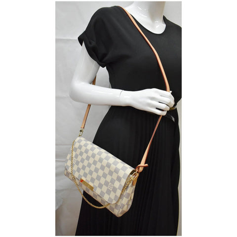 LOUIS VUITTON Favorite MM Damier Azur Crossbody Bag White