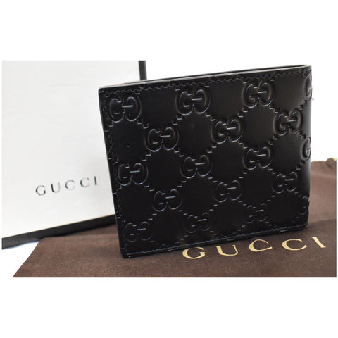 GUCCI GG Signature Leather Bi-Fold Wallet Black 473916