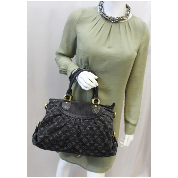 LOUIS VUITTON Cabby GM Monogram Mini Lin Shoulder Bag Black