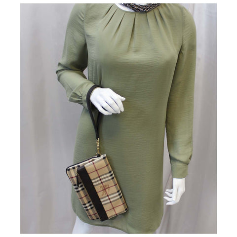 BURBERRY Haymarket Check Adeline Foldover Clutch Brown-US