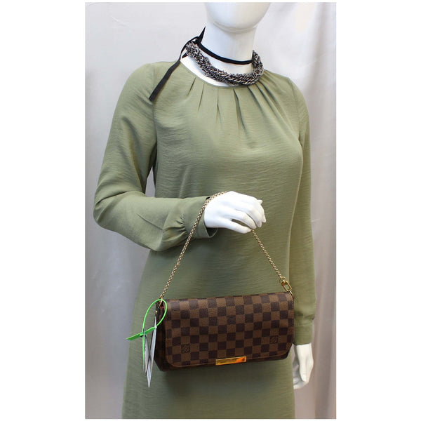 LOUIS VUITTON Favorite MM Damier Ebene Crossbody Bag Brown