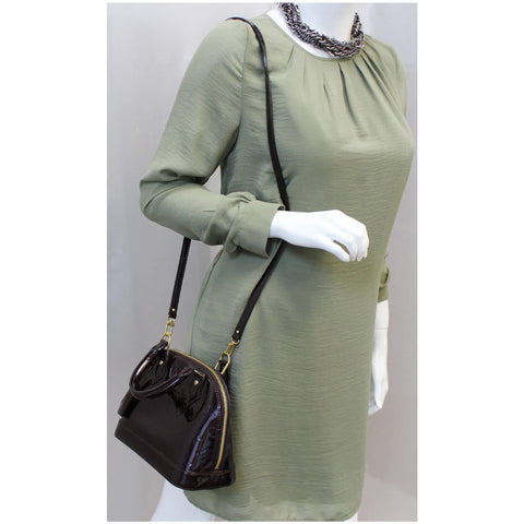 LOUIS VUITTON Alma BB Vernis Leather Satchel Crossbody Bag Amarante-US