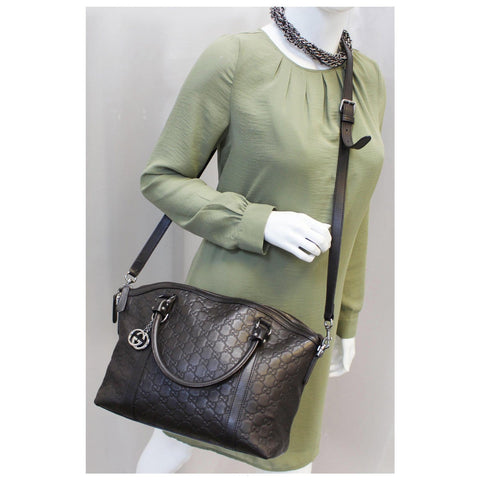 GUCCI Dark Brown Leather Shoulder Bag 341503-US