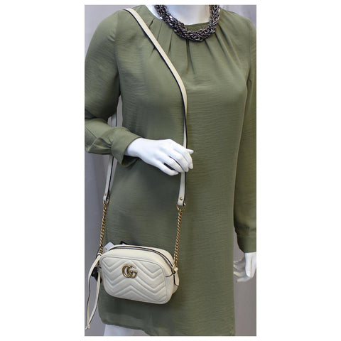 GUCCI Matelasse Mini GG Marmont Shoulder Crossbody Bag 448065-US