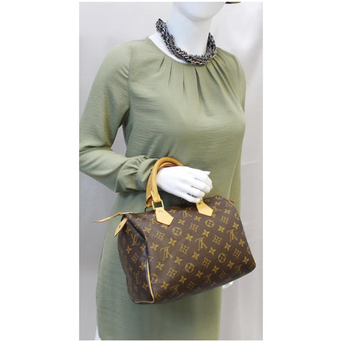 LOUIS VUITTON Speedy 25 Monogram Canvas Satchel Bag Brown-US