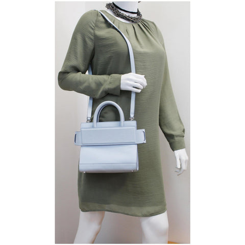 GIVENCHY Horizon Mini Grained Leather Satchel Bag Light Blue