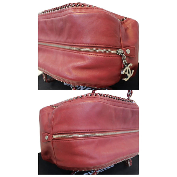 CHANEL Smooth Calfskin Petit Luxe Ligne Bowler Satchel Bag Red-US