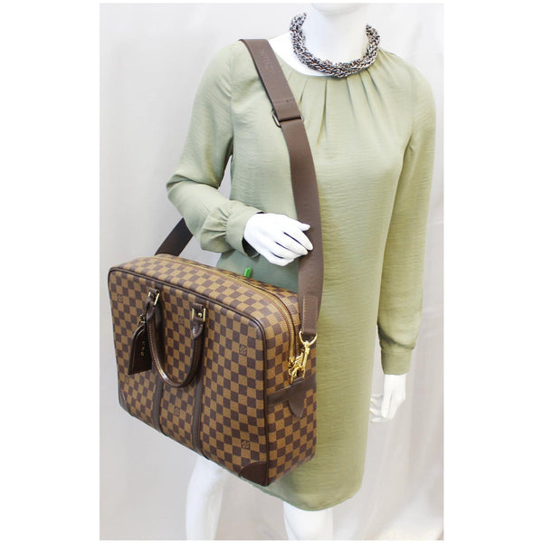 LOUIS VUITTON Porte Documents Voyage GM Damier Ebene Briefcase Bag Brown