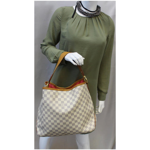 LOUIS VUITTON Delightful PM Damier Azur Shoulder Hobo Bag White