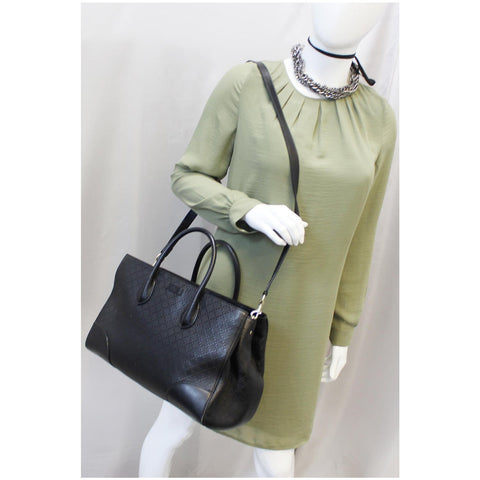 GUCCI Bright Diamante Medium Top Handle Bag Black