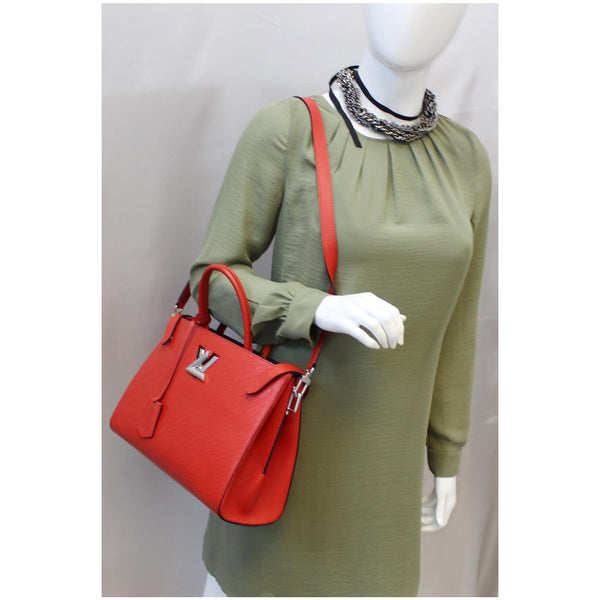 LOUIS VUITTON Twist Epi Leather Tote Shoulder Bag Red