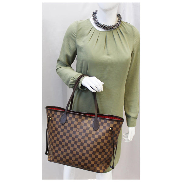 LOUIS VUITTON Damier Ebene Neverfull MM Brown Tote Bag-US