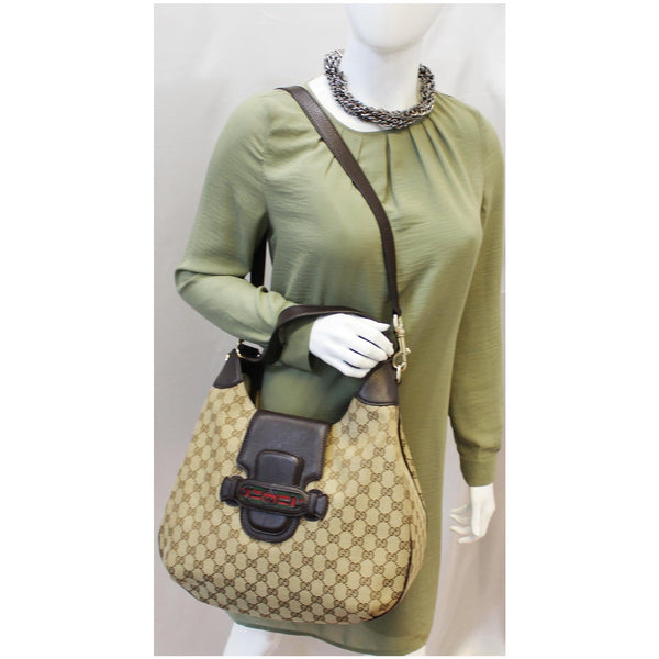 GUCCI Dressage Monogram Web Hobo Bag Dark Brown-US