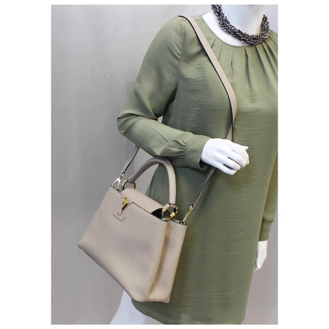 LOUIS VUITTON Capucines PM Taurillon Leather Shoulder Bag Galet-US