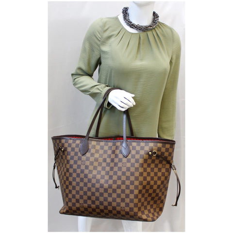 Louis Vuitton Neverfull GM Damier Ebene Tote Shoulder Bag - lv strap