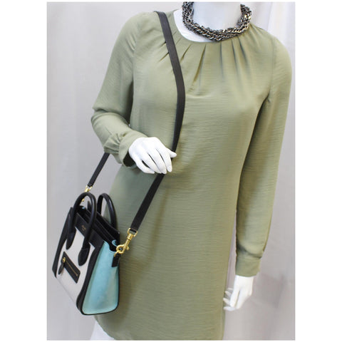 CELINE Nano Luggage Calfskin Leather and Suede Crossbody Bag Tricolor-US