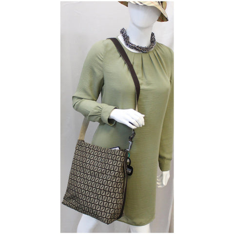 FENDI Zucchino Canvas Crossbody Bag Brown-US