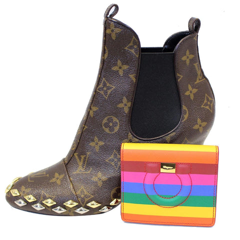 SALVATORE FERRAGAMO Gancini Rainbow Leather Card Case-US