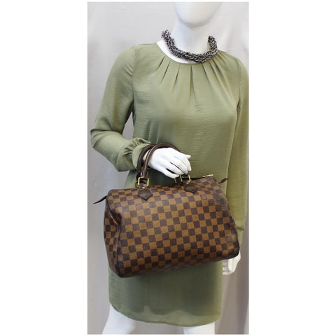 LOUIS VUITTON Speedy 30 Damier Ebene Satchel Bag Brown