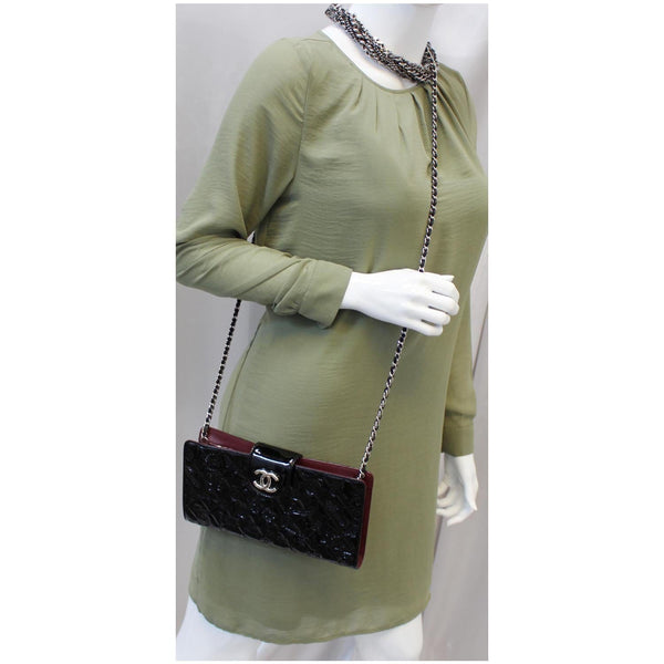 CHANEL Lucky Symbols Pochette Patent Leather Wallet on a Chain Black