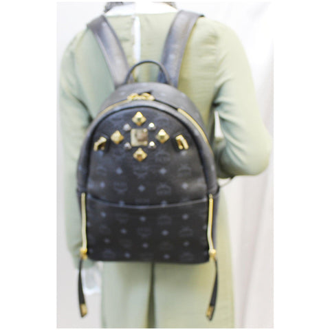 MCM Stark Visetos Backpack Bag Black For Women