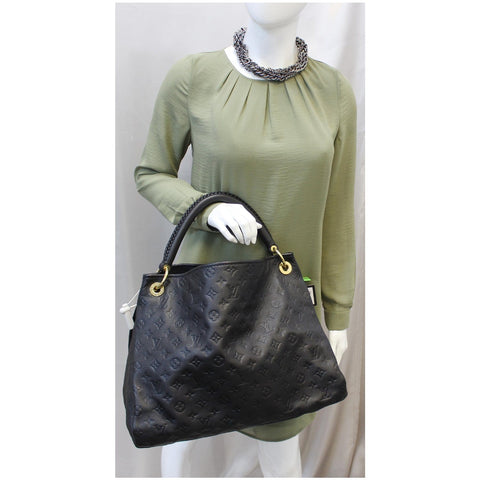 LOUIS VUITTON Artsy MM Empreinte Leather Shoulder Bag Black-US