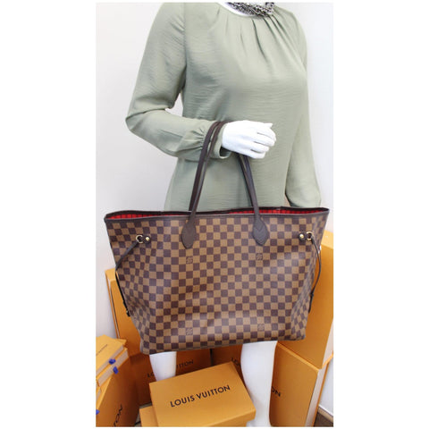 LOUIS VUITTON Neverfull GM Damier Ebene Shoulder Bag Brown
