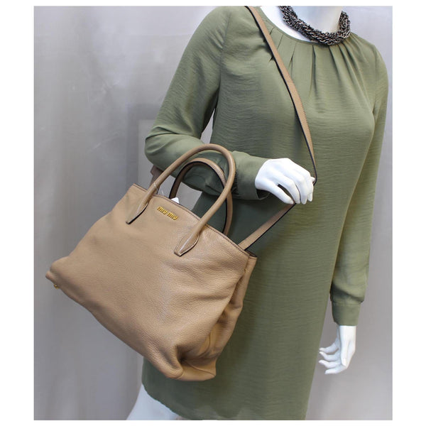 Miu Miu Madras 2 Way Leather Shoulder Bag - strap