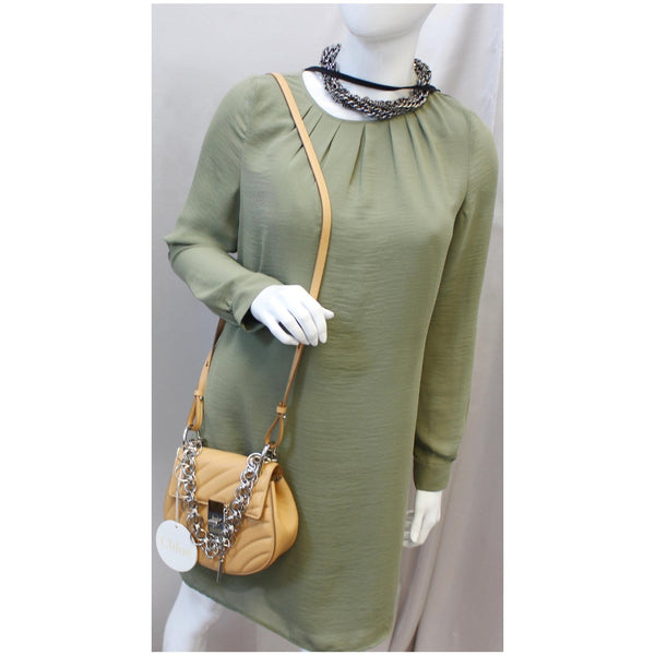 CHLOE Mini Drew Bijou Calfskin Shoulder Bag Peach