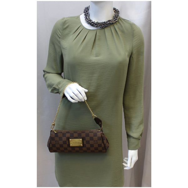 LOUIS VUITTON Pochette Eva Damier Ebene Clutch Bag Brown