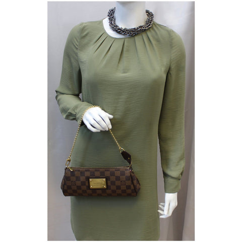 LOUIS VUITTON Pochette Eva Damier Ebene Clutch Bag Brown