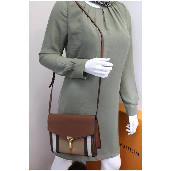 BURBERRY Small Macken House Check Crossbody Bag Tan