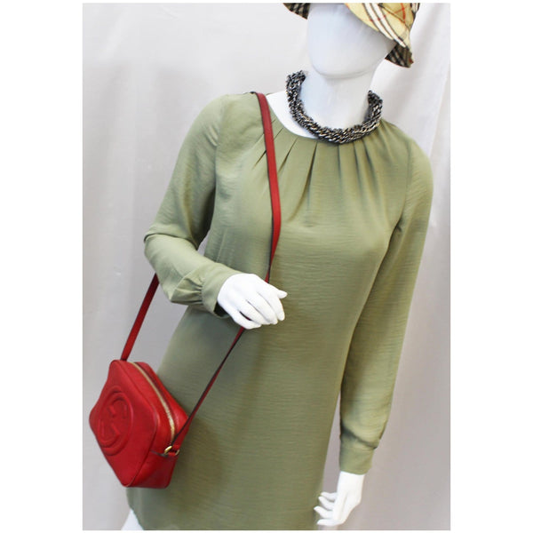 GUCCI Soho Disco Pebbled Leather Small Crossbody Bag Red-US