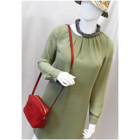 GUCCI Soho Disco Pebbled Leather Small Crossbody Bag Red-US